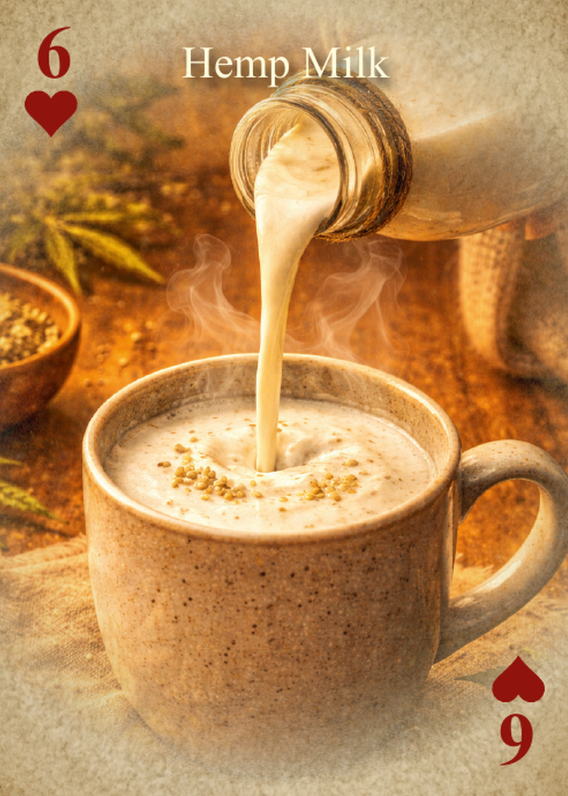 Six of Hearts, hemp milk