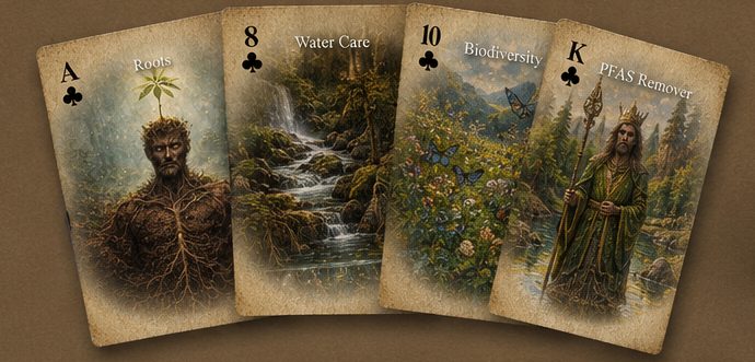 A fan of Clubs cards from the Hemp Playing Cards, the ecology suit