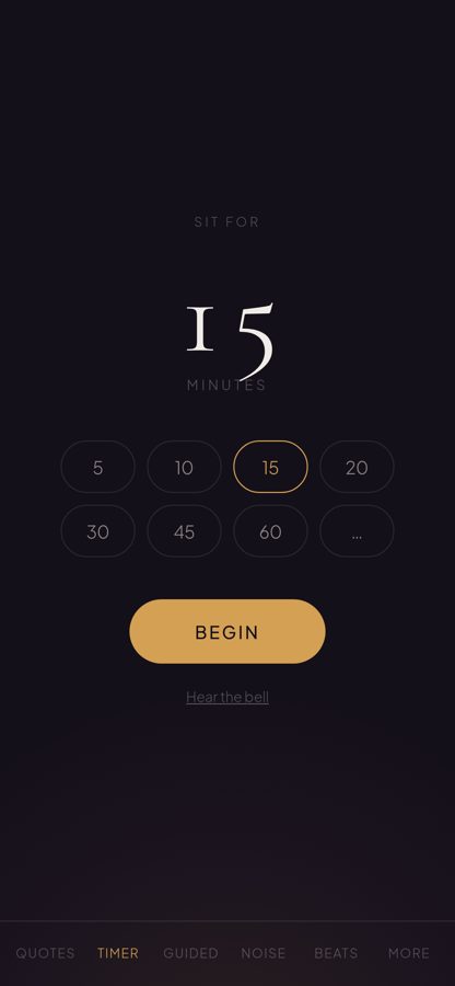 Bell timer screen
